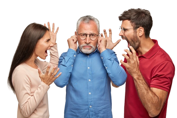 furious brother sister their elderly father posing against white wall removebg preview